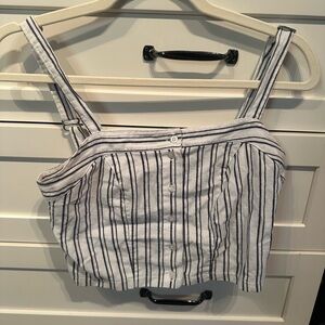 Brandy Melville Navy and White Striped Crop Top. OS